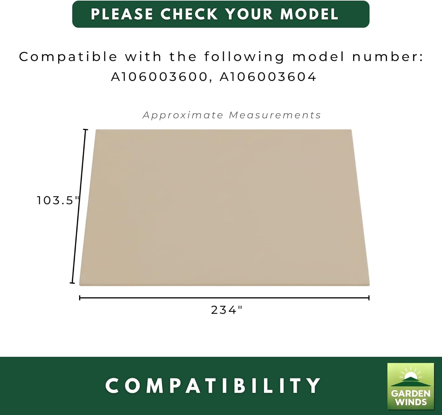 Garden Winds Heavy Duty Reinforced Replacement Canopy Top Cover Compatible with The A106003600, A106003604 Longford Wood Archway Pergola - Classic Sand, Riplock 500