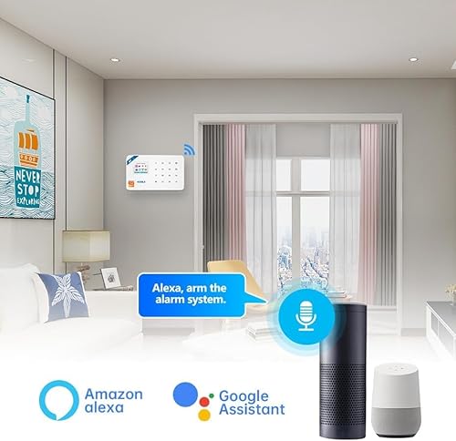 Alarmanlage Haus 4G, WLAN Drahtloses GSM Ring Alarmanlage Wohnung Smart Home Set mit APP-Benachrichtigung, Bewegungsmelder, Fenster T&uuml;r Sensoren, Fernbedienungen, Alarmsirene, Funktioniert mit Alexa