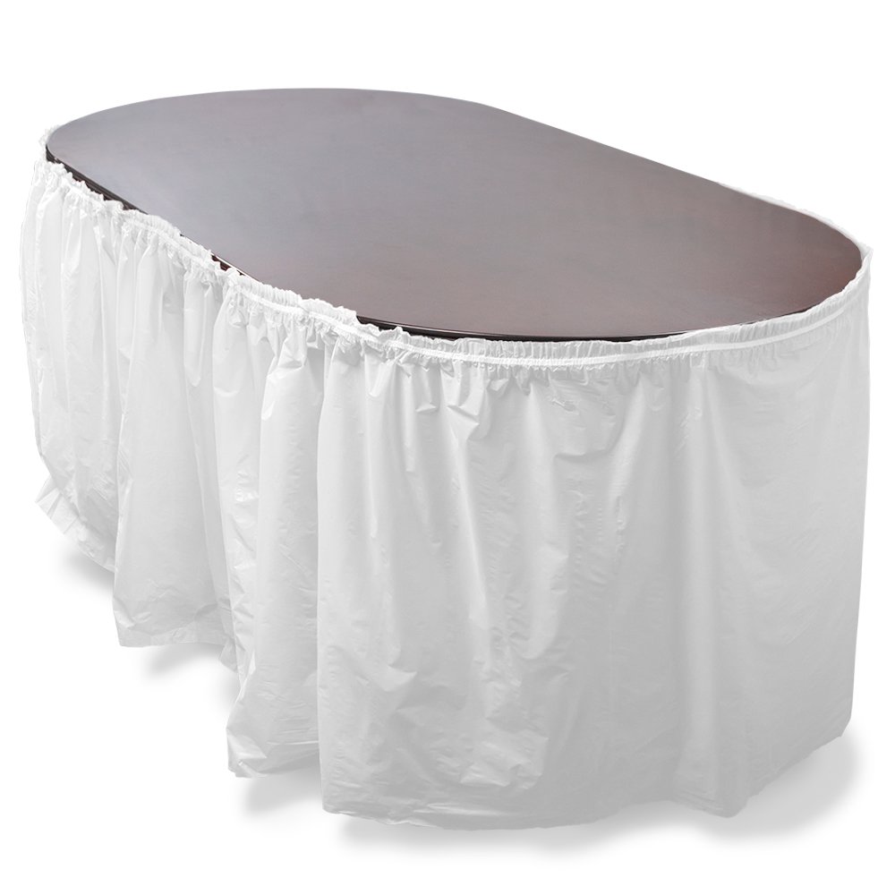 White : Pudgy Pedro's Reusable Plastic Table Skirt, 14', White