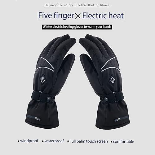 Miniatura 2 de plplaaoo Guantes calefactables, guantes térmicos con batería eléctrica para hombres y mujeres, 3 niveles de temperatura ajustable, guantes térmicos
