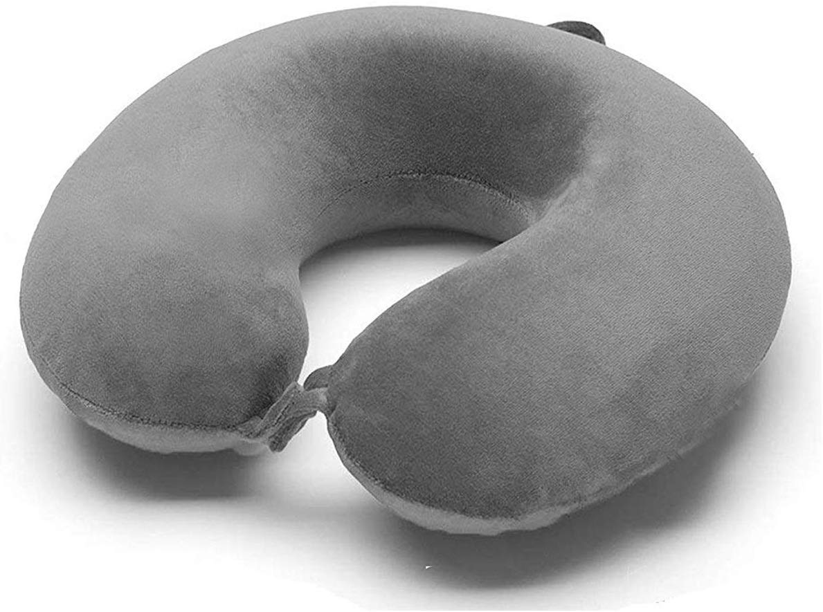 Unisex U-Shaped Micro Fibre Soft Cushions Neck Rest Pillow for Travel, Car, Train, Flight, Bus (Grey)-image-2