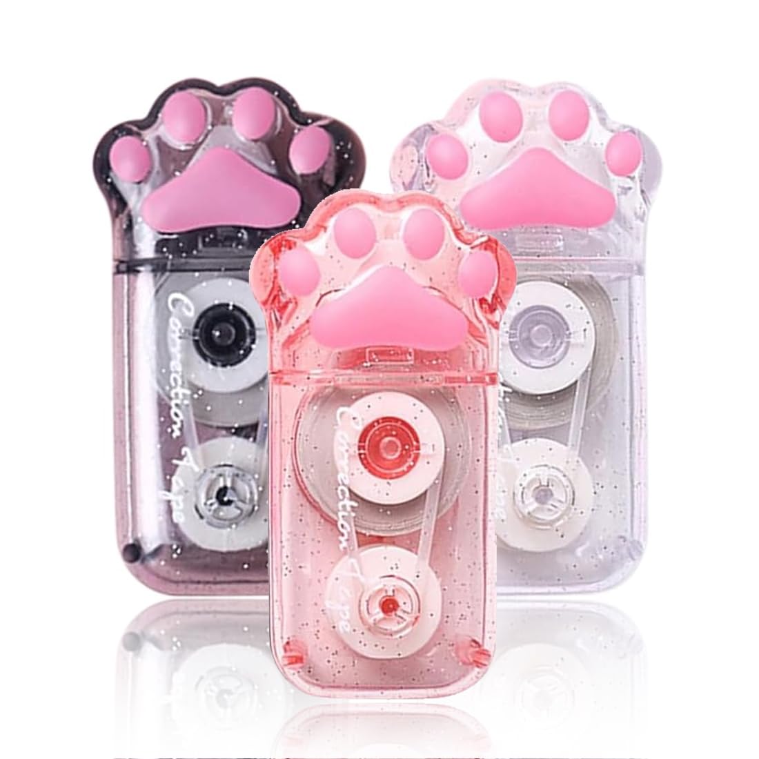 3 Rubans Correcteurs Mini Pattes De Chat - Bande Correctrice Blanche, Design Mignon, Pour école/bureau/scrapbooking