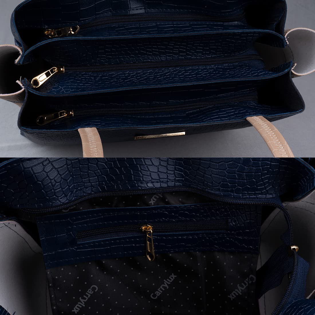 Carrylux Bolso de mano con patrón de cocodrilo de gran capacidad de dos tonos, bolsos de mano, bolso de hombro para mujer