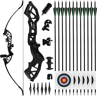 NorthSpoor NS-3 51" 40lb Takedown Recurve Bow & Arrows Set - Adult Outdoor Archery Kit, Right Hand Black