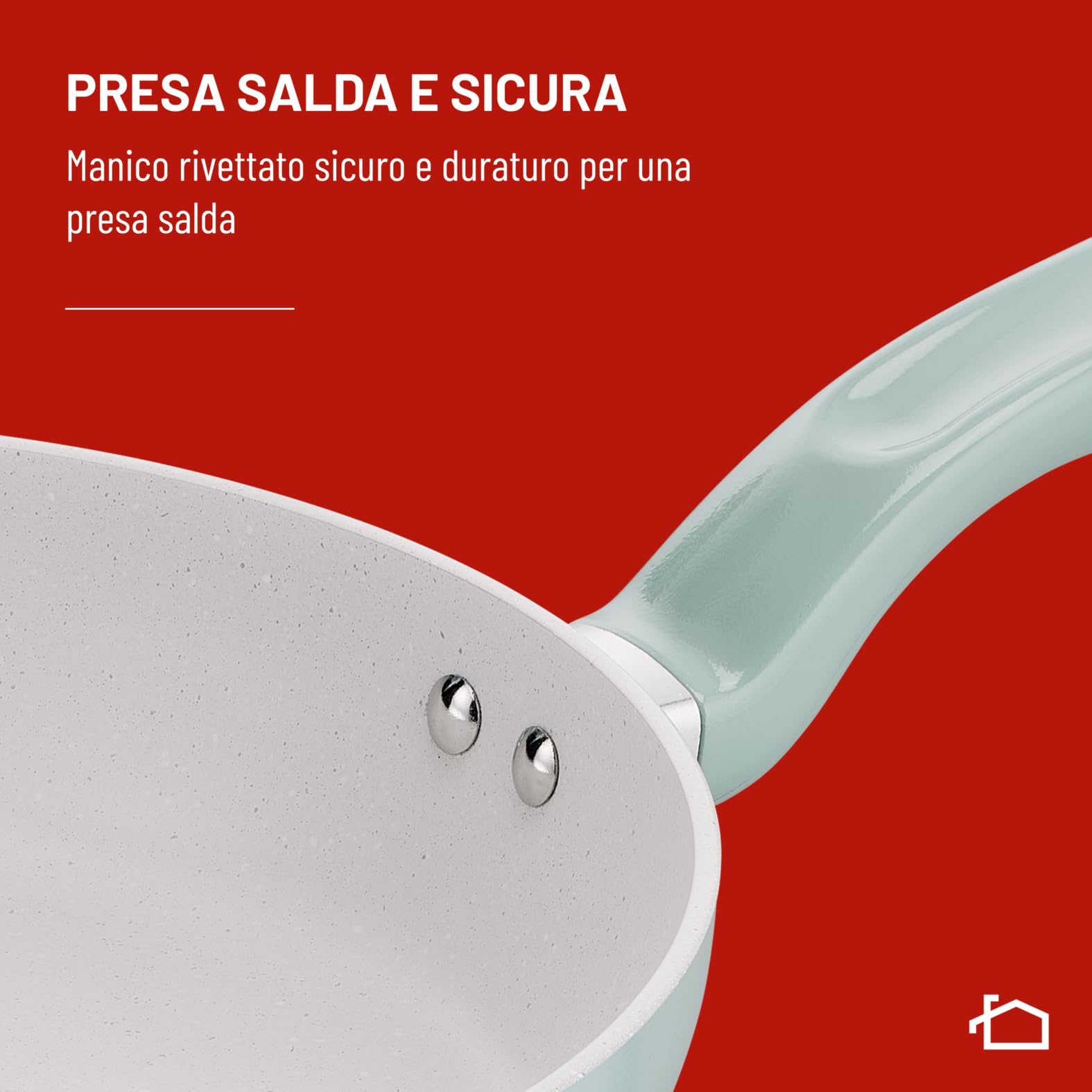 Lagostina Salvia, Set di Padelle e Pentole Antiaderenti 5 Pezzi in Alluminio Riciclato, Rivestimento Mineralia, Indicatore di Calore Thermo-Signal, Manico Rivettato, Compatibili con Induzione