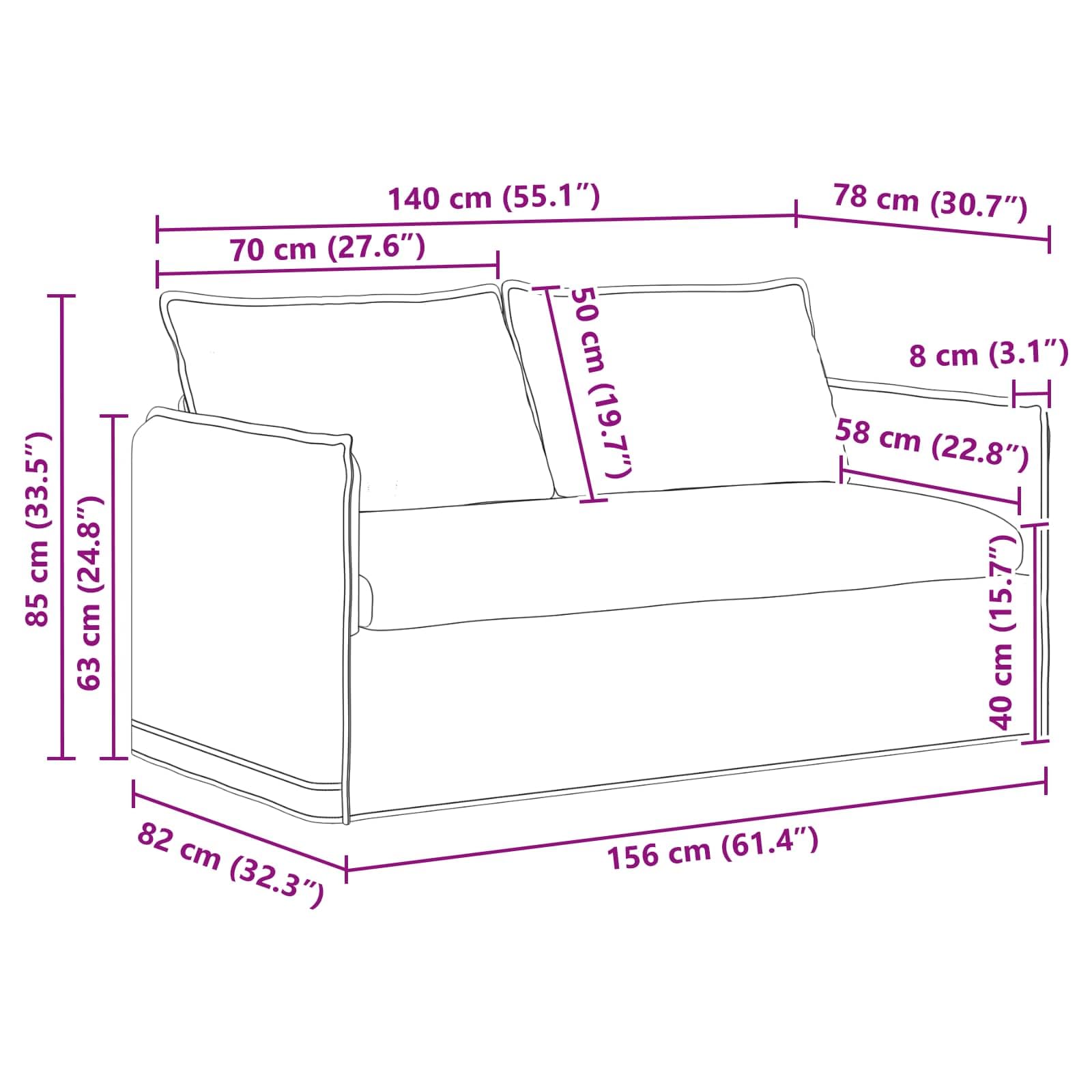 vidaXL Sofa Kremowy 156 x 82 x 85 cm tkanina