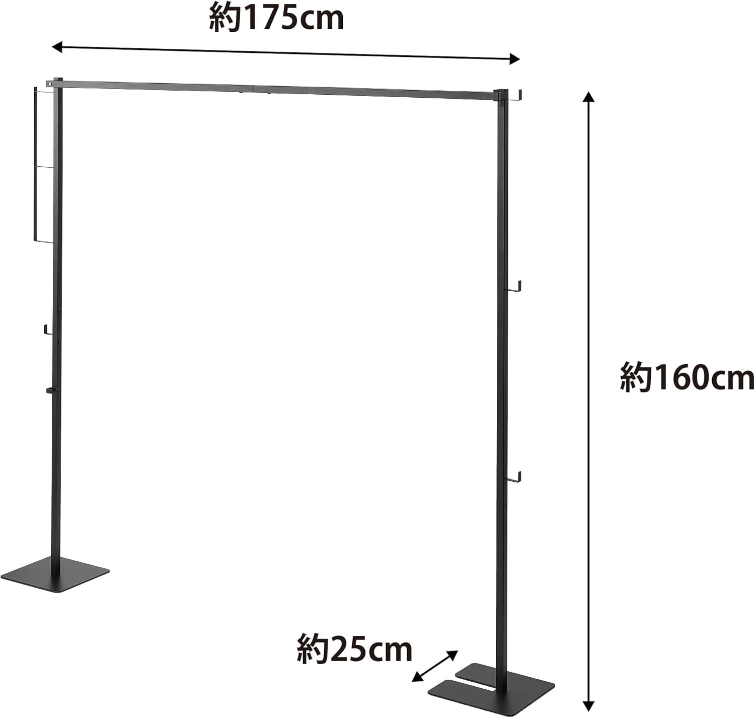 Dimensions of the Yamazaki 6620 Tower Foldable Indoor Clothes Drying Rack when unfolded.