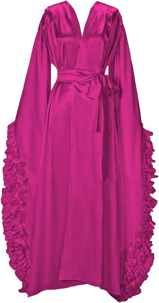 Women's Satin Kimono Robe Long Bath Robe Sleepwear Wedding Bridesmaid Robe Maternity Photoshoot