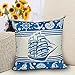 Hengjiang Océan Thème Bleu en coton et lin double face Housse de coussin Home Taie d'oreiller doux Lit carré Style méditerranéen Oreiller gouvernail Bateau
