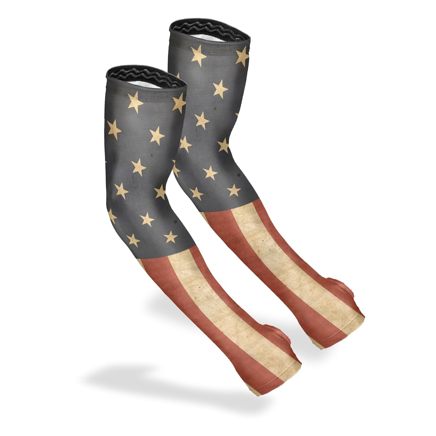 FARMER'S DEFENSE Gardening Arm Sleeves|UV Cooling Protective Sleeve Women & Men|Anti-Scratch Cover Sun UPF Outdoor Protection - Rustic Flag - S/M