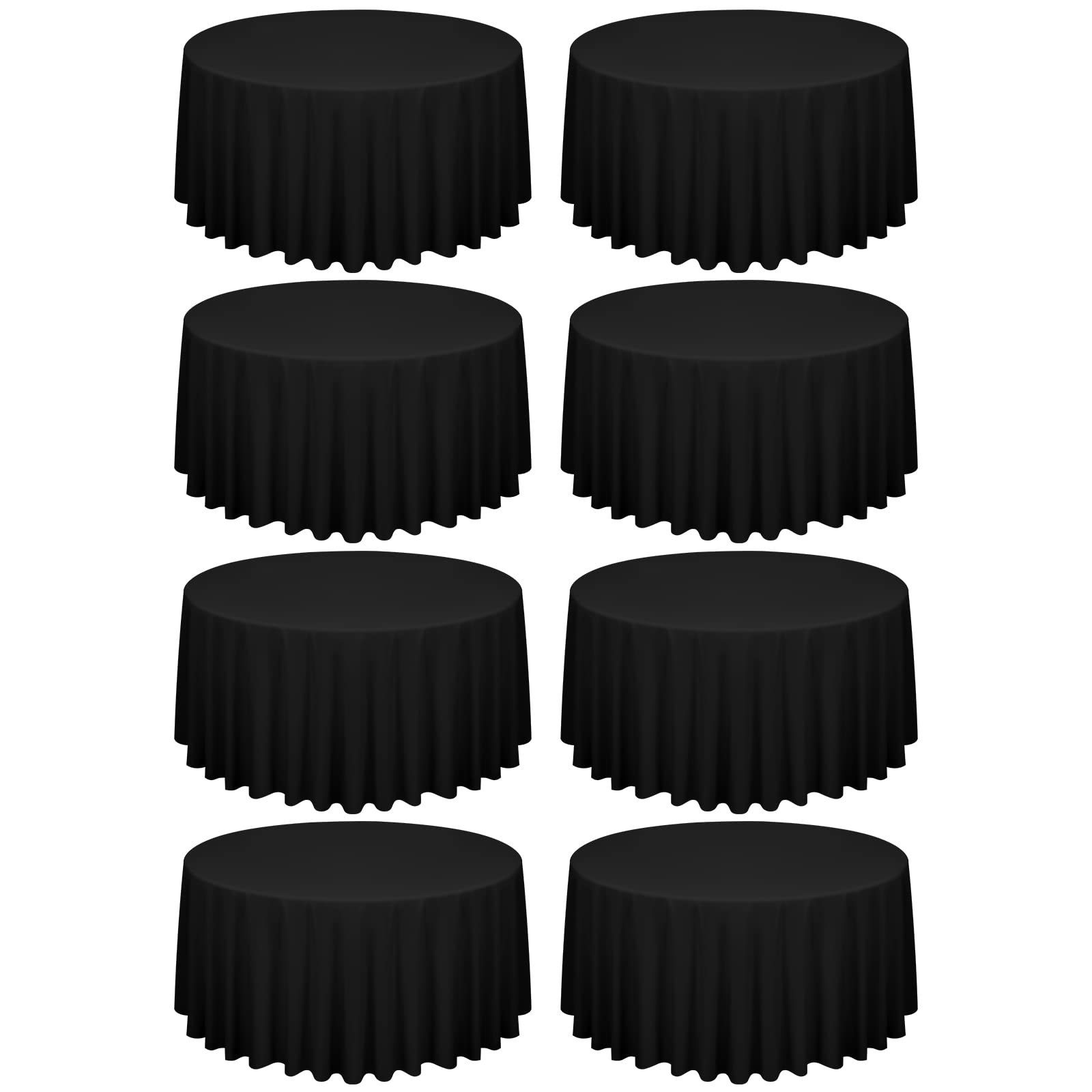 8 Pack Black Round Tablecloth 120 Inch Circle Polyester Table Cloth, Washable Fabric Stain and Wrinkle Resistant Table Cover Round Table Clothes for Wedding Parties Banquet Reception Dining