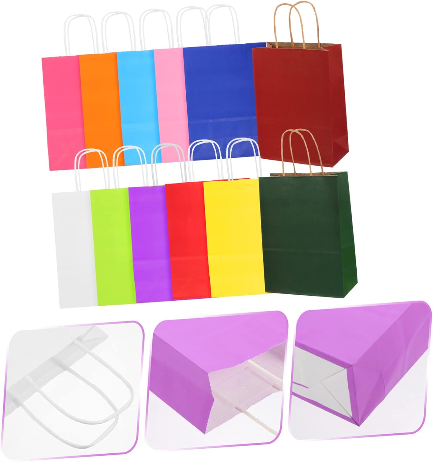 OFFSCH 24pcs Colorful Recyclable Tote Bags Handheld Party Bags for Candy Treats for Birthdays Weddings and Special Occasions Design