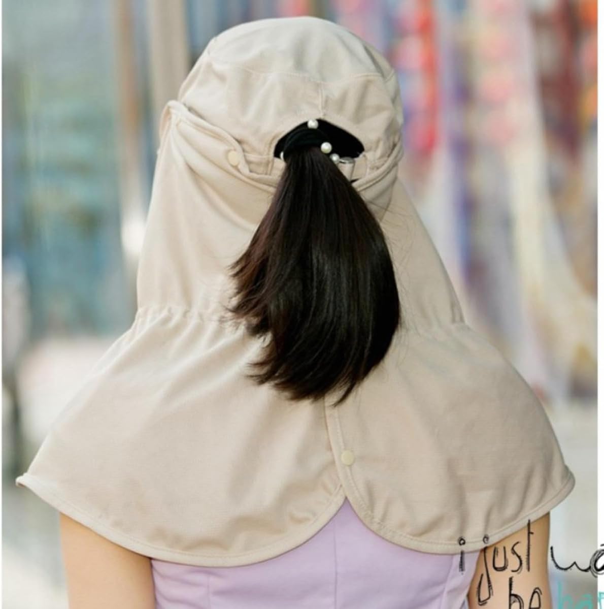 Khaki Foldable Sun Hat with Neck Cover for Hiking and Fishing image 3
