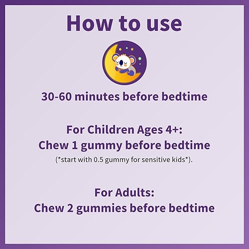 Miniatura 4 de Gomitas de melatonina para niños de 1 mg (120 unidades) 2 x 60 gomitas de fresa, apoyo seguro para dormir para mayores de 4 años con L-teanina,