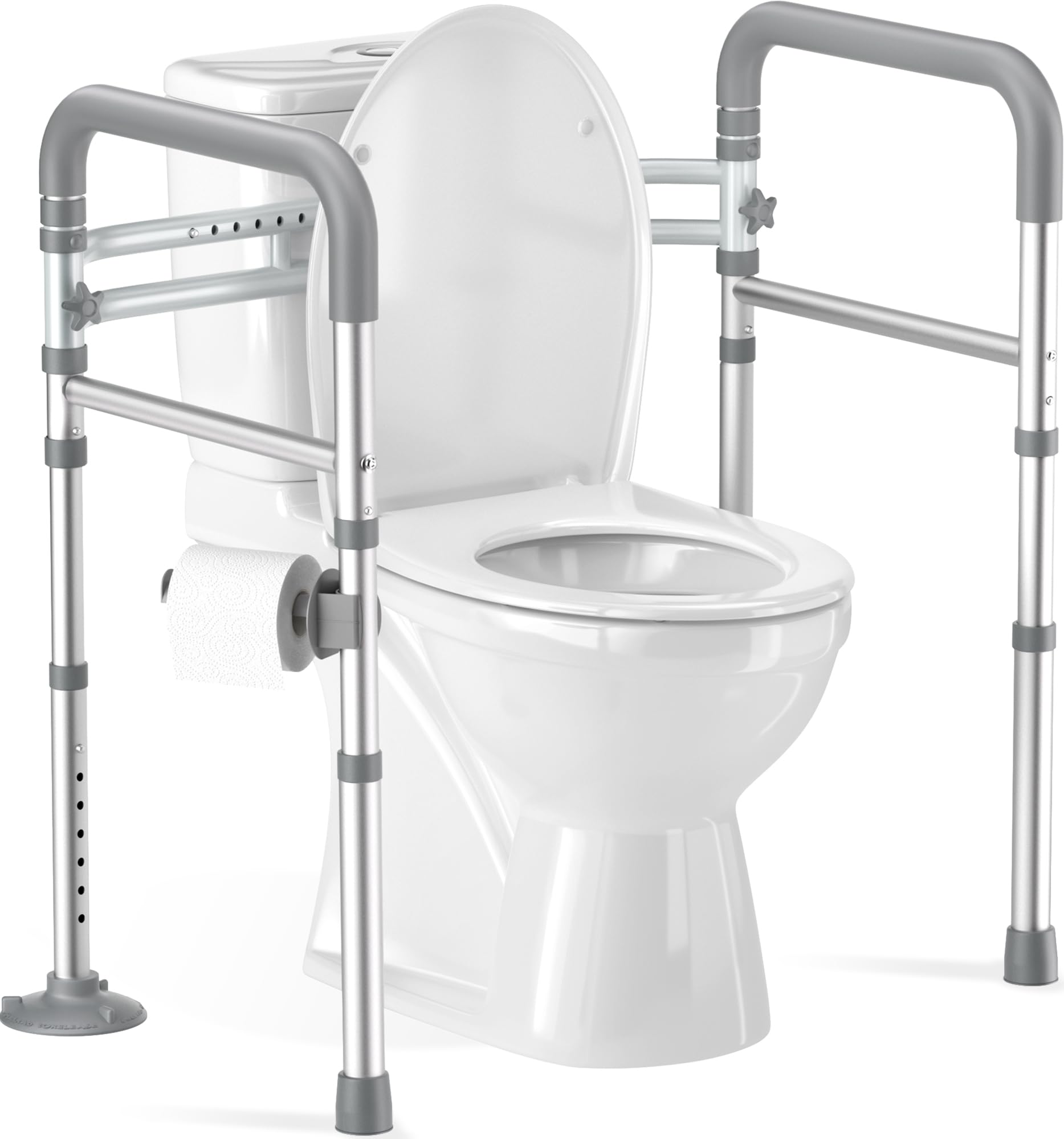 Toilet Safety Rails for Seniors, Adjustable Toilet Handles for Elderly and Disabled, Foldable Handicap Toilet Safety Frame Fit Any Toilets (350 LB)