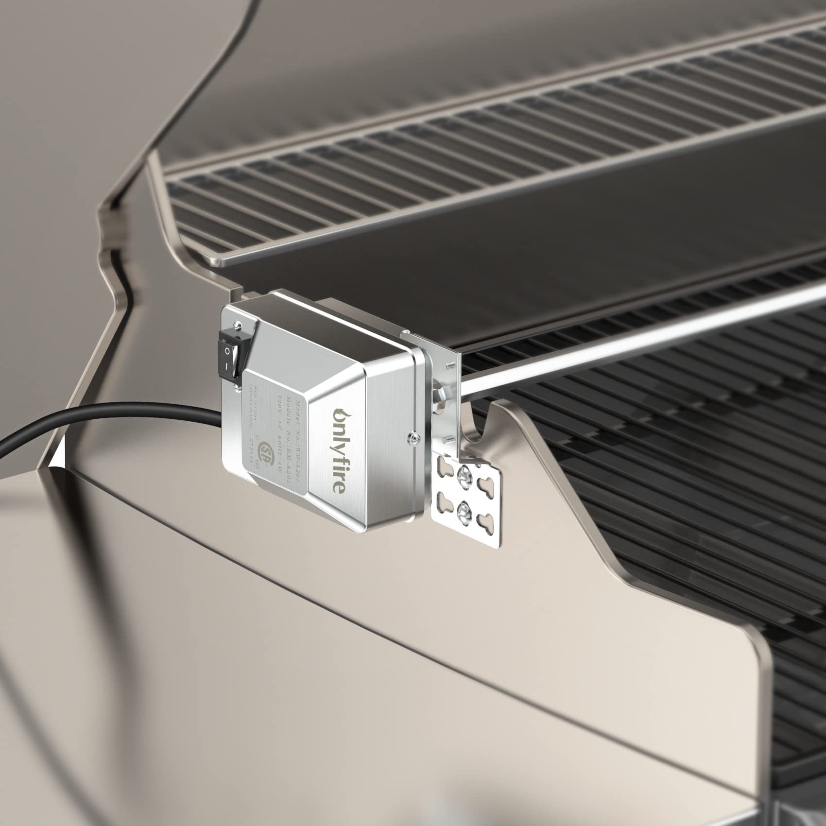 Kit de rotisería de reemplazo con parrilla universal  - Varilla hexagonal / motor eléctrico de acero inoxidable 4