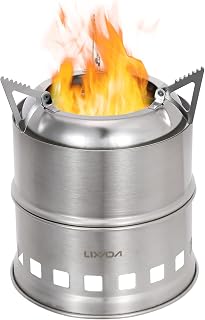 Lixada Estufa de madera ligera de acero inoxidable con bolsa de malla para acampar, cocinar al aire libre, picnic y barbacoa Portátil estilo 1