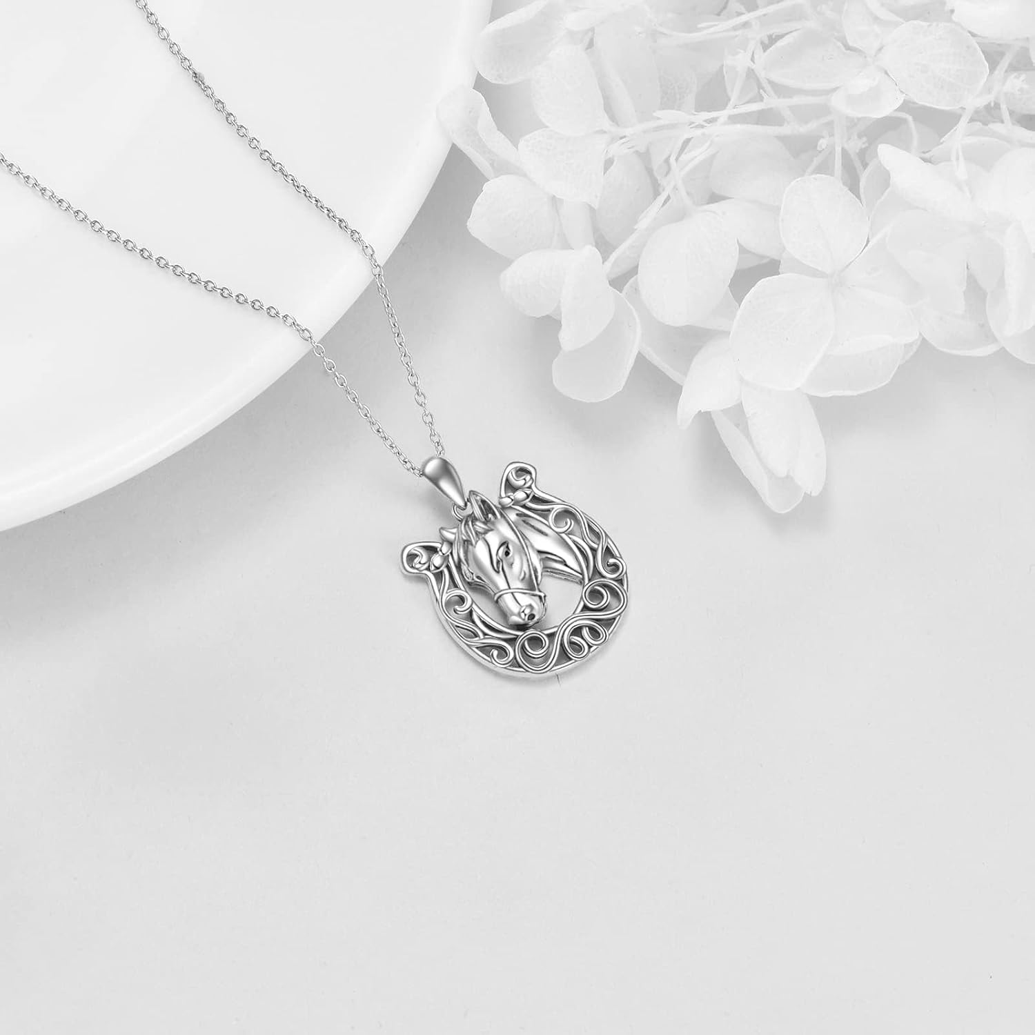 YAFEINI Horseshoe Horse Necklace 925 Sterling Silver Celtic Knot Horse Pendant Lucky Horse Jewelry Gifts for Women Girls… - Image 5