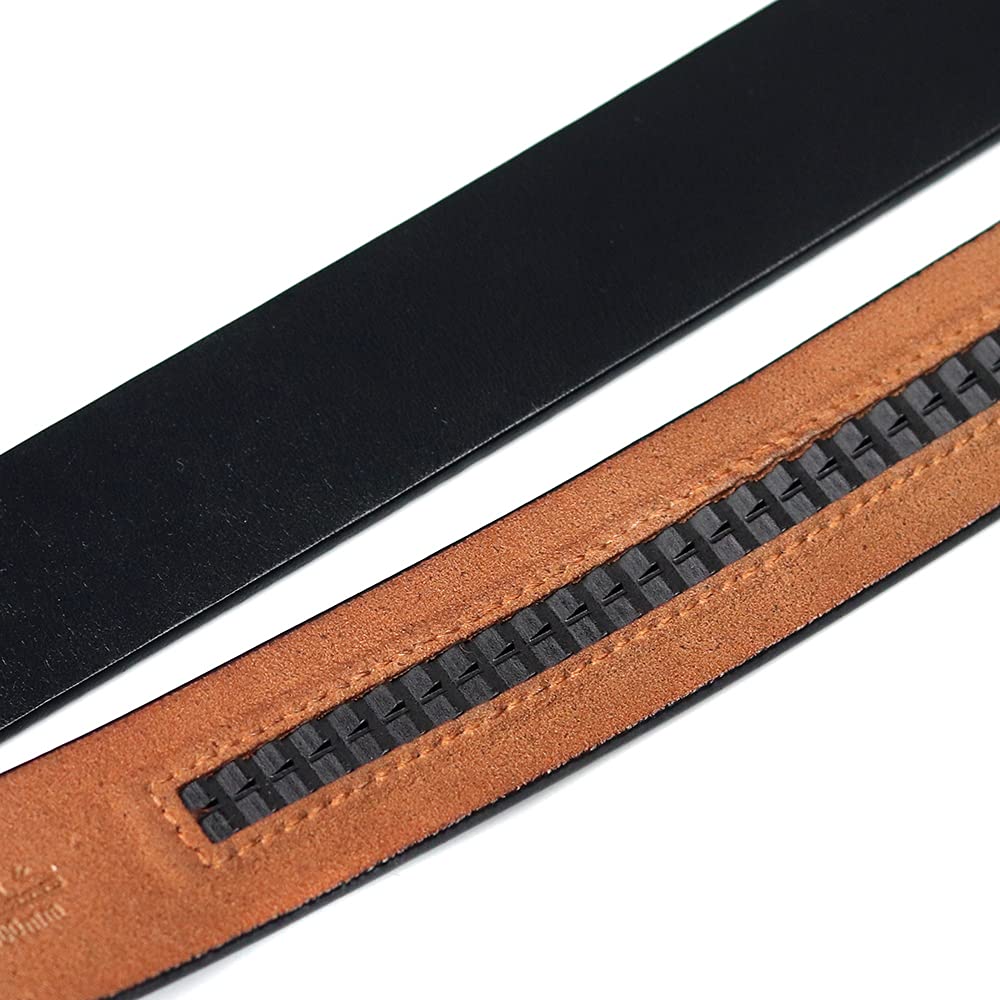 Cintura, Uomo Cintura in Pelle di Lusso di Lusso Black Bowhide Pantalone Cinturino Cinturino in Lega Fibbia a Fibbia Automatica retrò Cinghie (Belt Length : Length 110cm, Color : Nero)