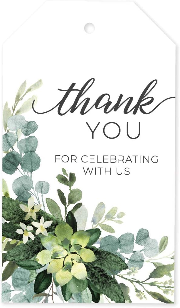 100 Lush Greenery Favor Thank You Tags/Thank You for Celebrating with us Wedding Favors