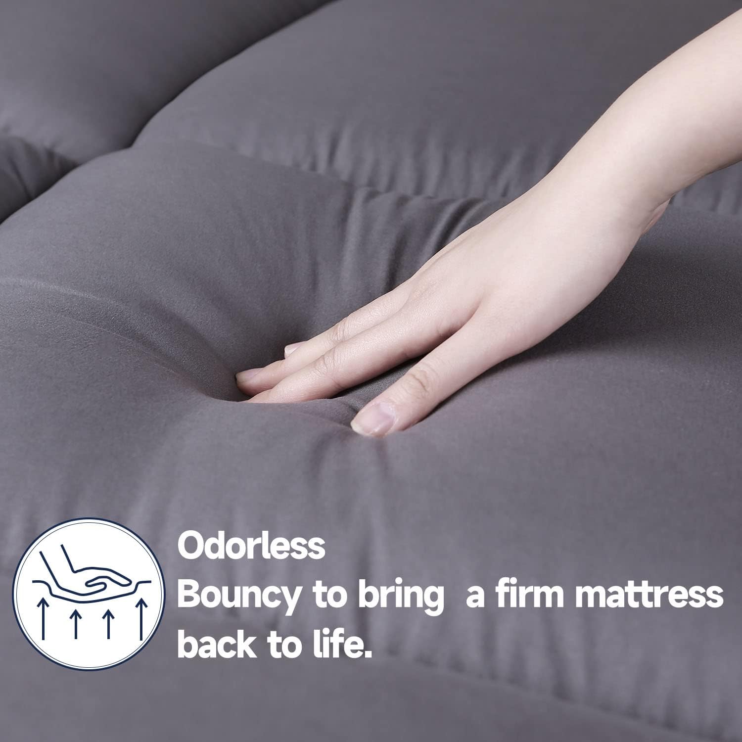 DOPEDIO Queen Size Mattress Topper for Back Pain Extra Thick Cooling Mattress Pad Cover Grey