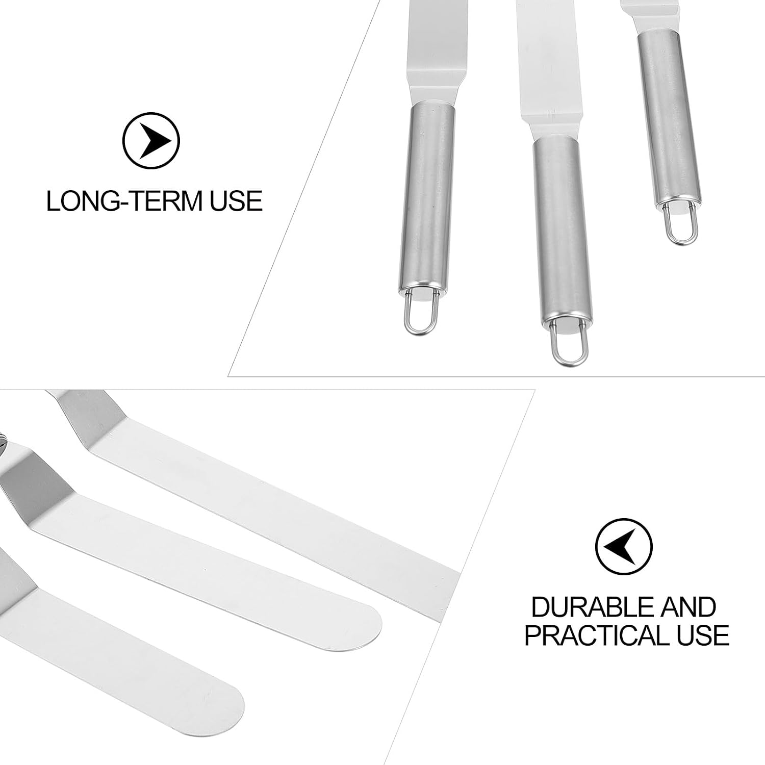 3pcs Stainless Steel Cake Spatula Set 6"/8"/10" Offset Cream Scraper Butter Cutter Baking Tool for Home Kitchen Decorating