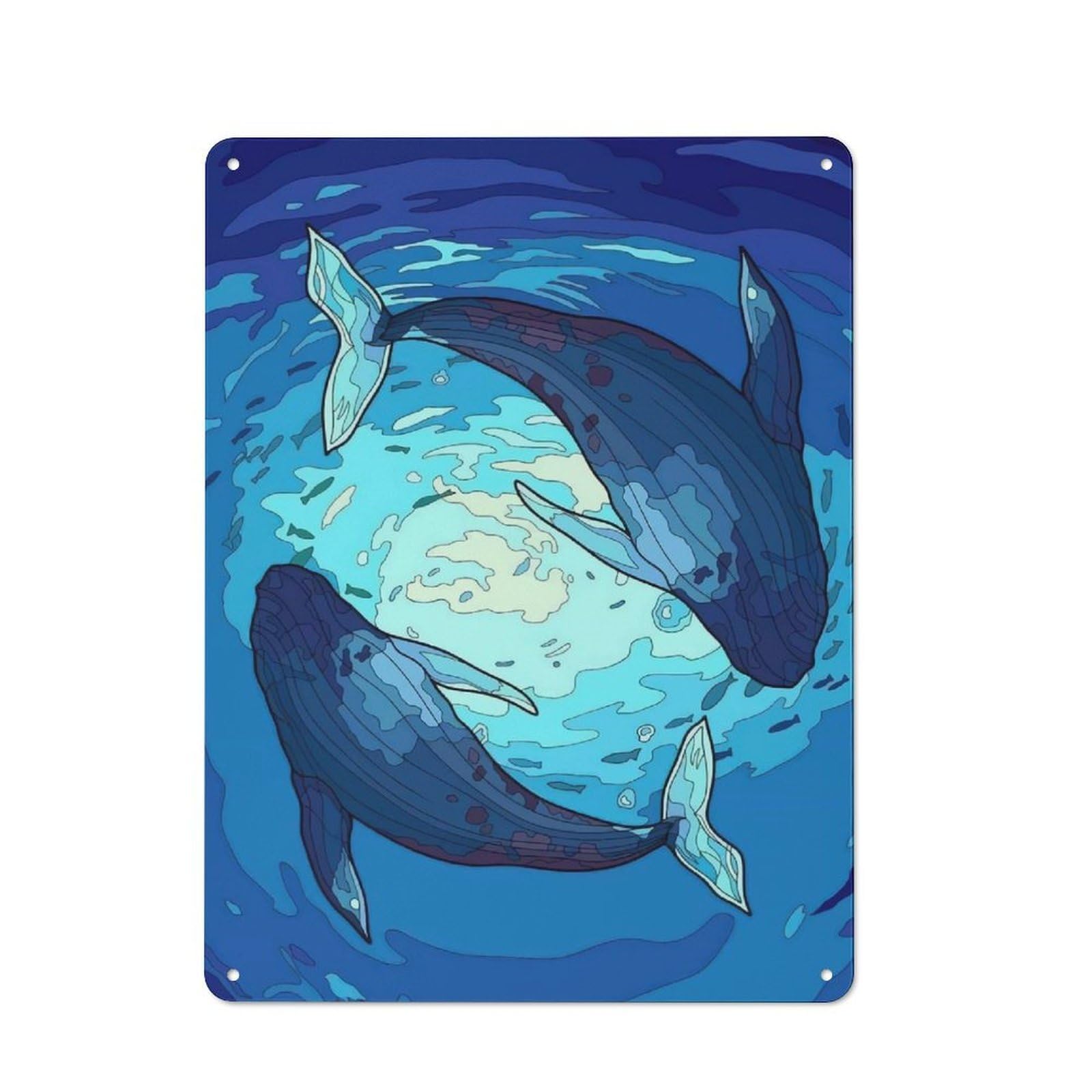 Whale Vintage Tin Sign 40x30cm for Café Or Home Bar, with Clear Vintage Wall Decor Character
