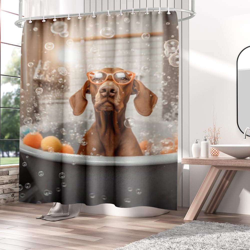 SVBright Kinder-Duschvorhang – Süße Hunde & Katzen Im Bad, 152x183 Cm, Wasserdicht