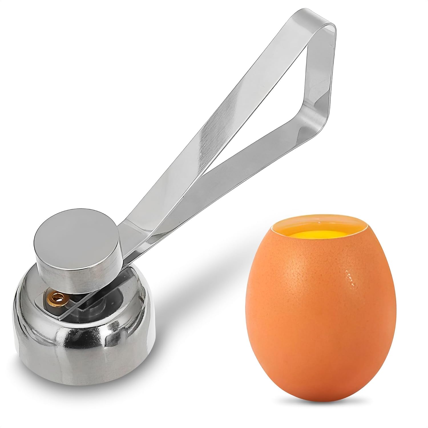 Egg Cracker Tool for Raw Eggs – Stainless Steel Egg Shell Opener Tool with Ergonomic Design, Adjustable Effort, Durable Build – Easy-to-Use, Suited for Preparing Custards and Cakes