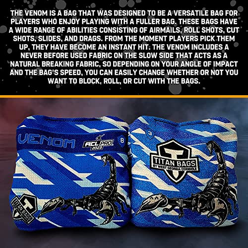 Titan Bags - Venom - Acl Pro Approved Toss Bags, Bean Bags- Regulation Cornhole Bags- Cornhole Toss Bags- Venom Cornhole Set- Fractal, Striker, Set Of 4 #TOP5