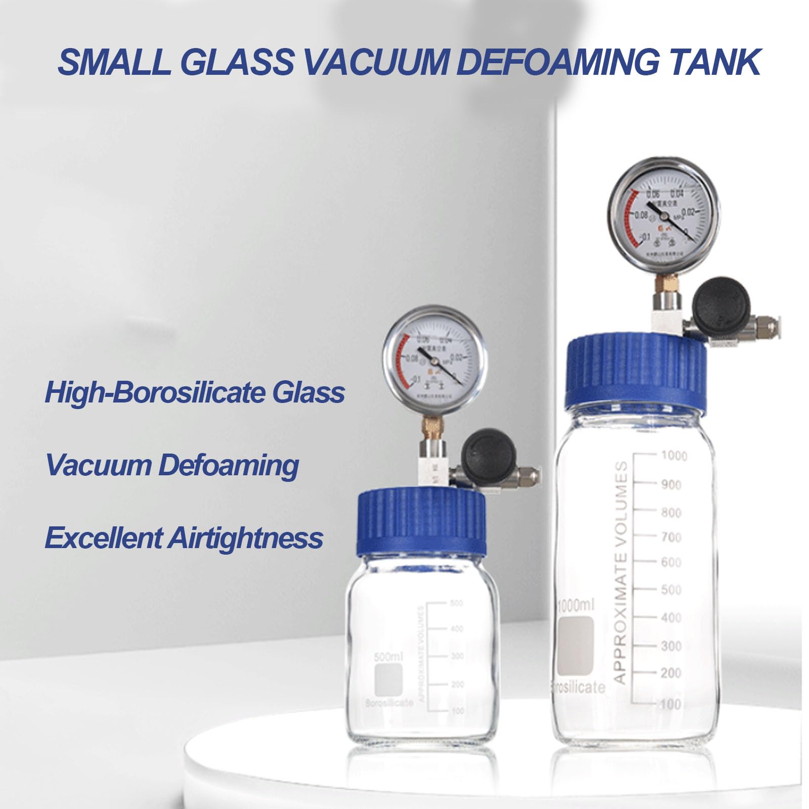 Cámara De Vacío De Vidrio para Laboratorio, Cámara De Desgasificación Al Vacío con Manómetro De Presión Negativa, Mini Secador Portátil, Tanques De 1000ml