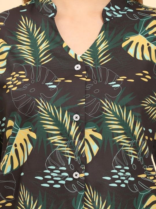 Image of Trendy Queen Women's Printed Straight Mandarin Neck Shirt for Women's | Tops for Woman Shirts | Shirt for Women Stylish Western (SD778 S)