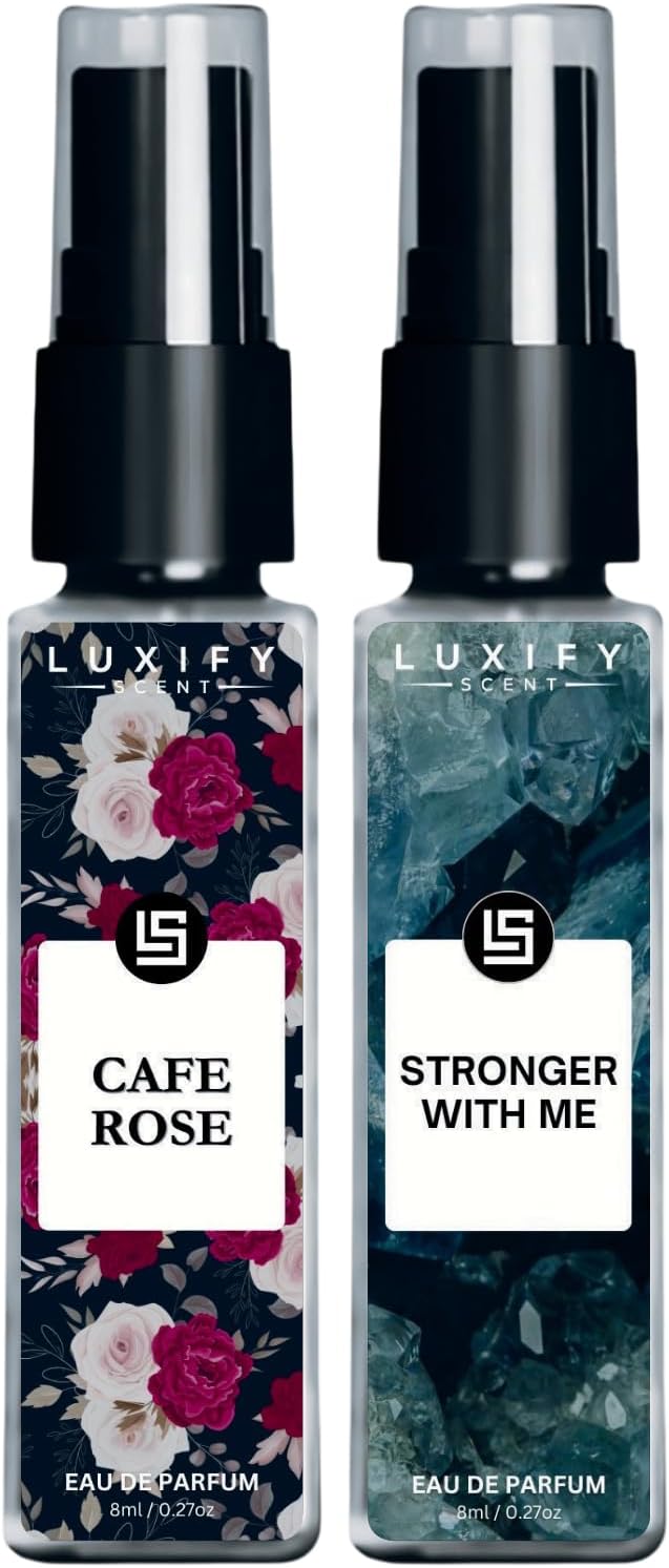 LUXIFY SCENT Cafe Rose & Stronger With Me Eau De Parfum | Long-Lasting Fragrance | Scent for All Occasions, Travel Friendly Pocket Perfume | 8ml x 2