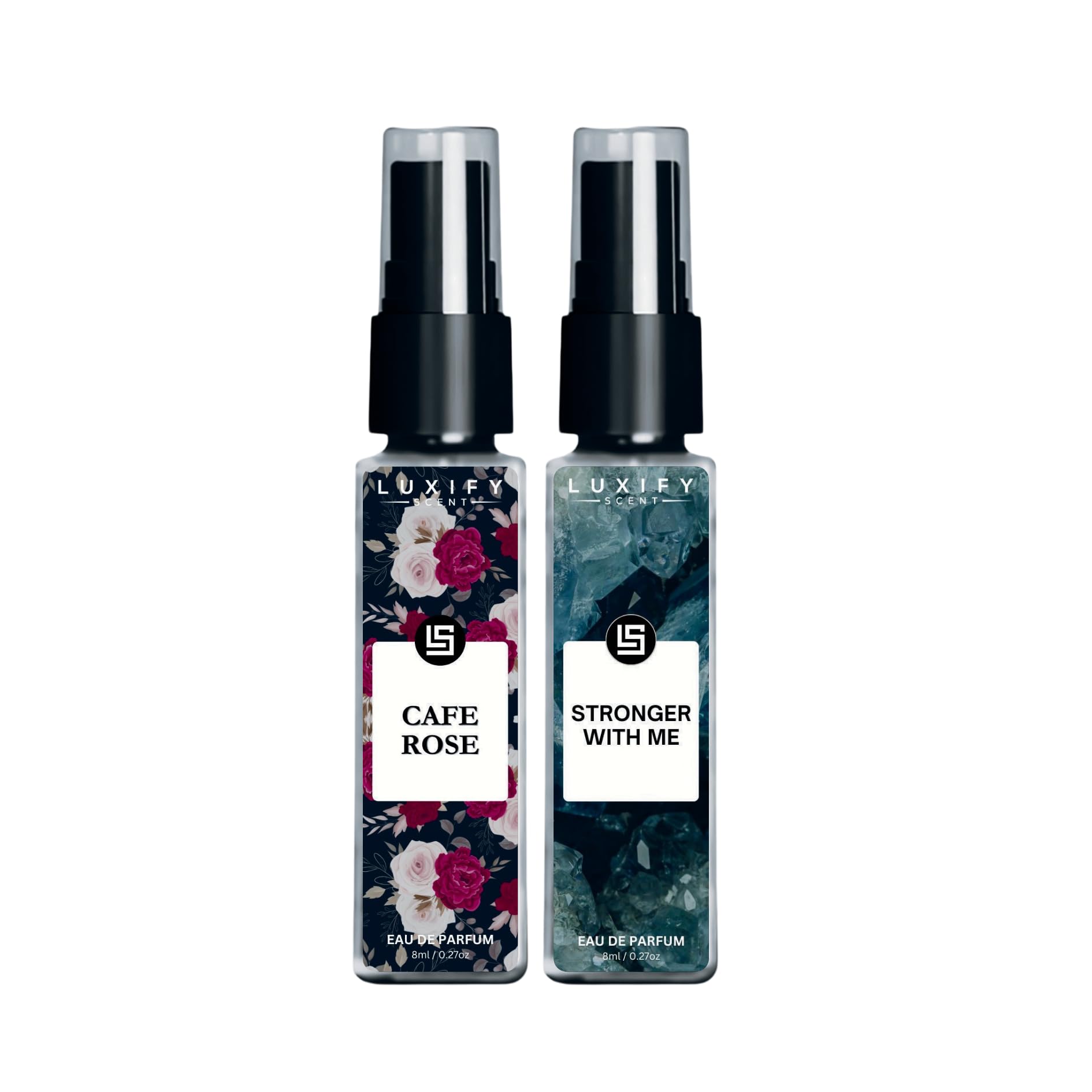 LUXIFY SCENT Cafe Rose & Stronger With Me Eau De Parfum | Long-Lasting Fragrance | Scent for All Occasions, Travel Friendly Pocket Perfume | 8ml x 2