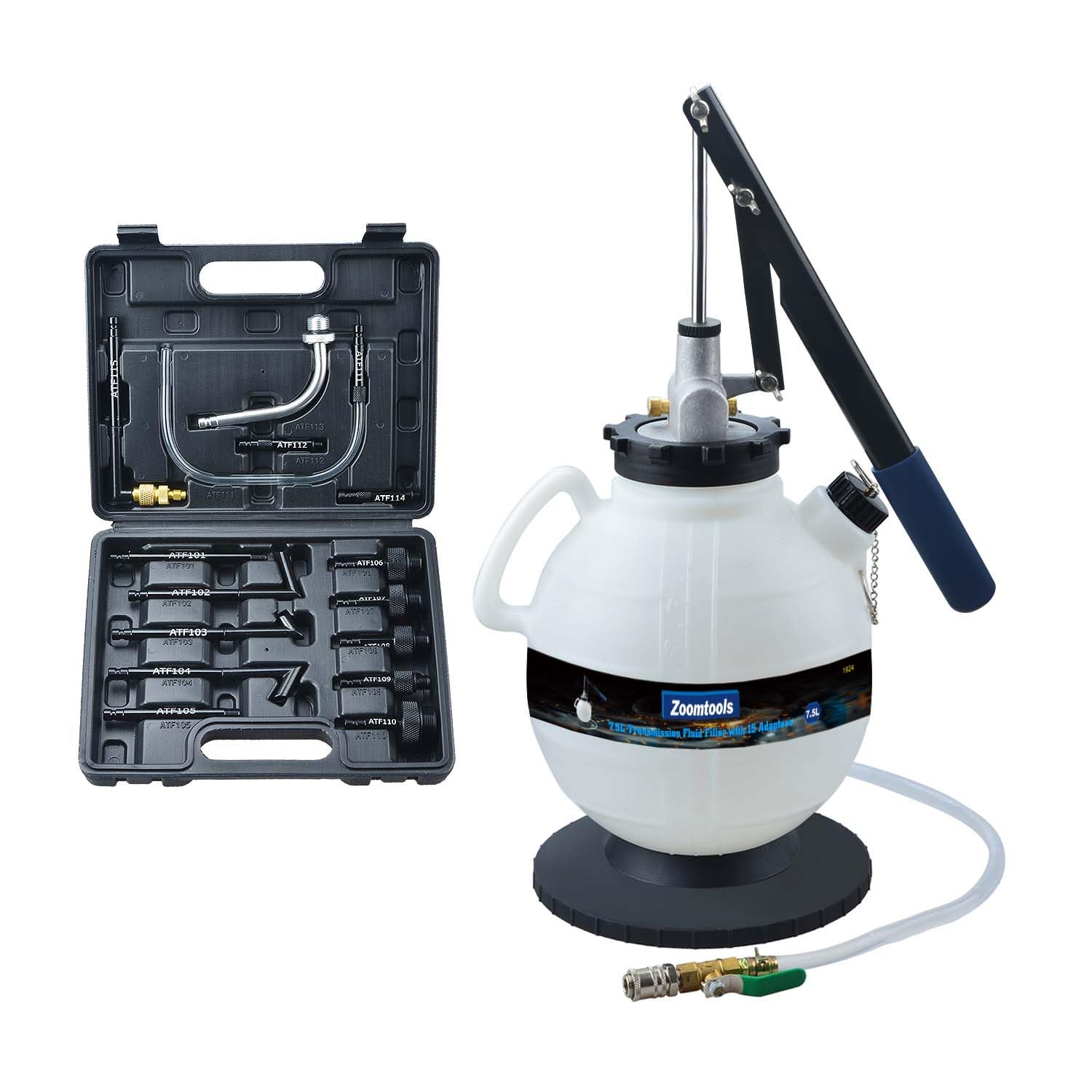 Bomba de transferencia de aceite de transmisión manual de 7,5 L, bomba de transferencia de fluido de transmisión, sistema de llenado de aceite automotriz con 15 adaptadores ATF