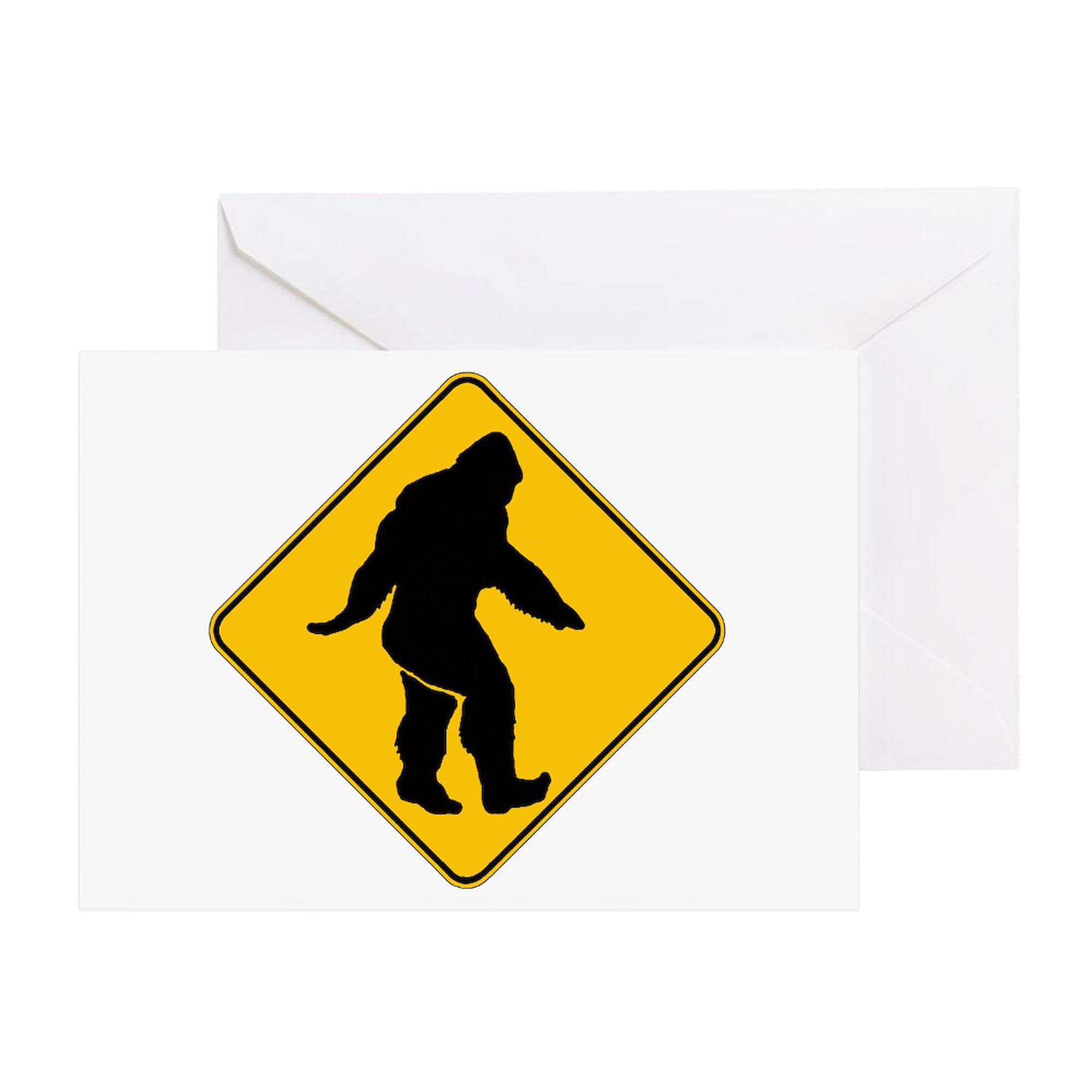 CafePress Bigfoot Crossing Folded Greeting Card Glossy