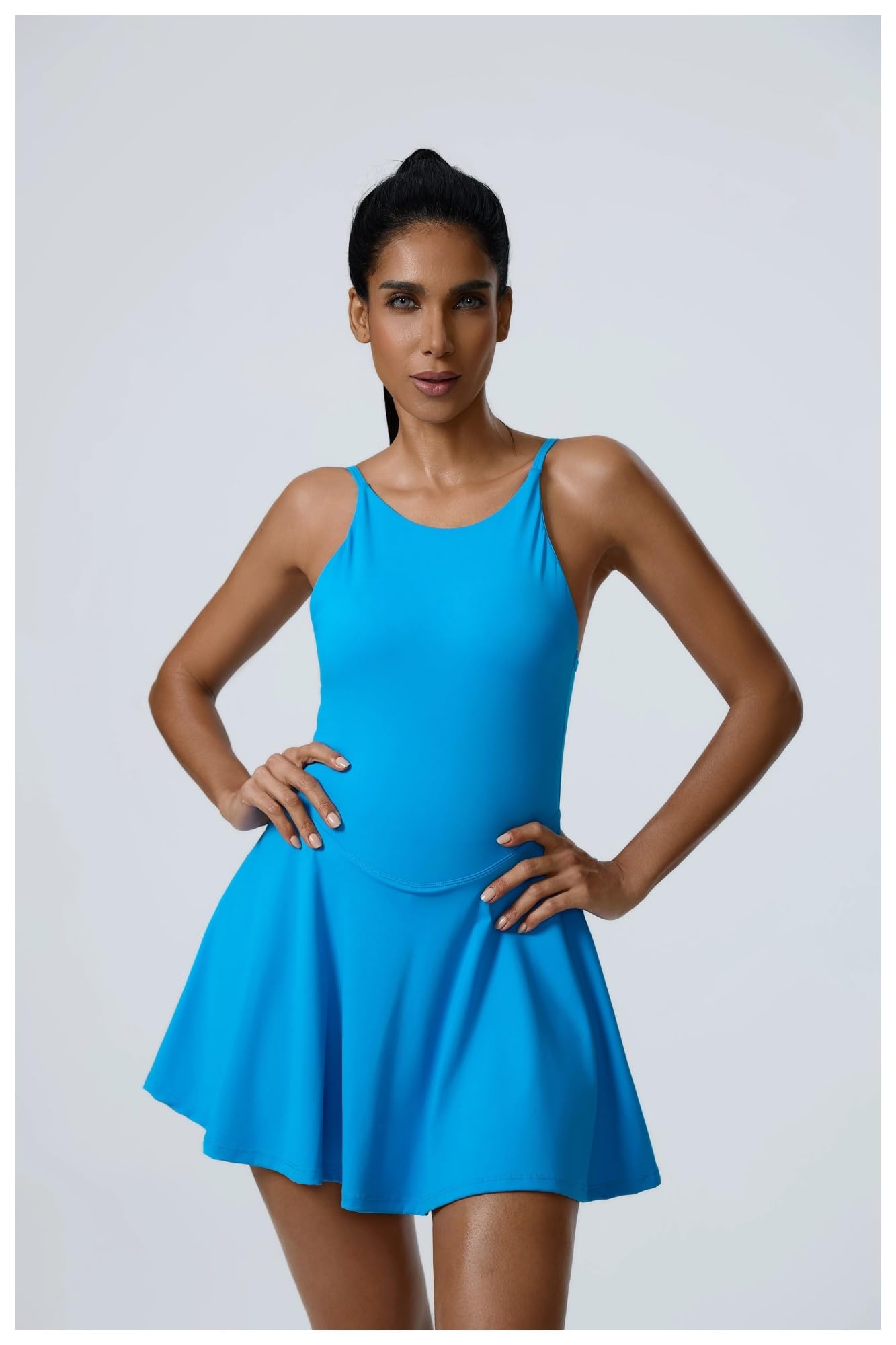 Sportkleid Yoga Set Frauen Trainingsanzüge Fitness Strampler Sport Backless EIN Stück Workout(Blue,S)