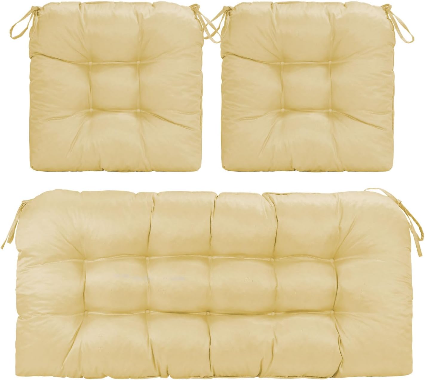 Outdoor Wicker Patio Furniture Cushions 3 Piece Set Tufted