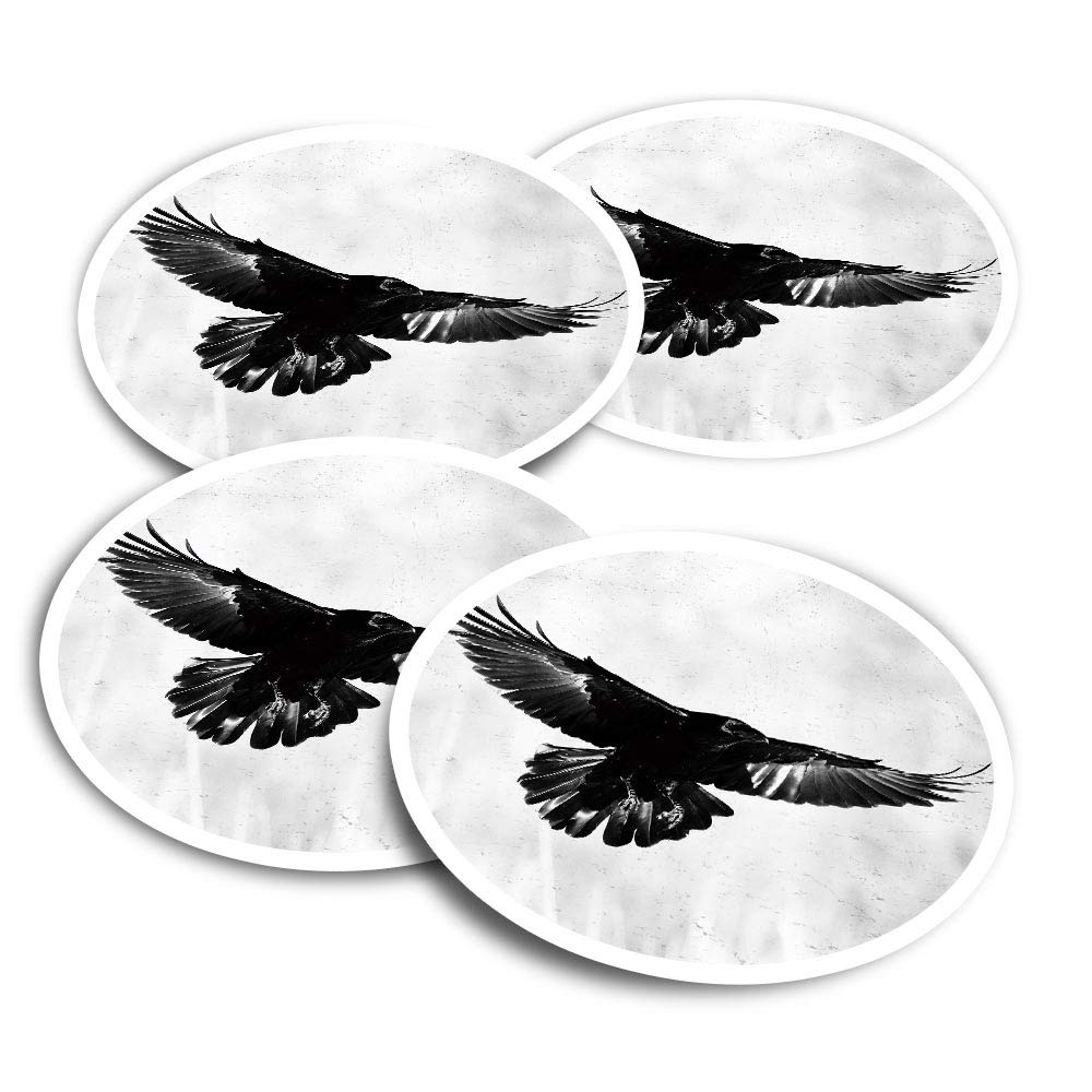 Vinyl Stickers (Set of 2) 10cm - Flying Black Raven Crow Bird Fun Decals for Laptops,Tablets,Luggage,Scrap Booking,Fridges #21240