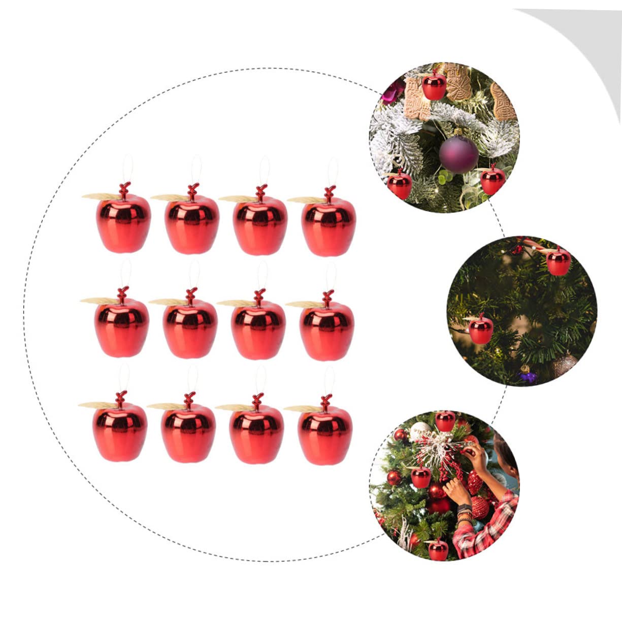 36 STK Weihnachtsapfel-anhänger Mini-weihnachtsschmuck Glitzernder Weihnachtsbaum Mini-bälle Baumkugeln Dekoration Weihnachtsdekoration Zum Aufhängen Festschmuck Plastik Drinnen