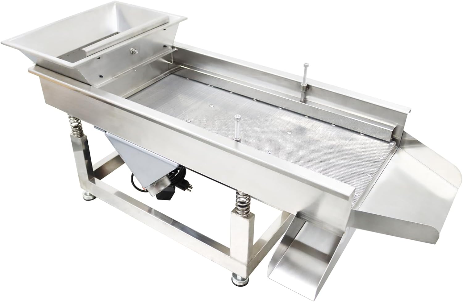 Stainless Steel Linear Vibrating Screen TB608 Electric Straight Vibrating Sieve Shaker with Two Motors Single Layer 1mm Round Hole Screen 110V