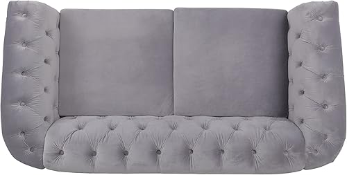 Miniatura 43 de Sofá Chesterfield de terciopelo, sofá tapizado clásico capitoné, moderno de 3 plazas, muebles largos con respaldo copetudo para sala de estar y