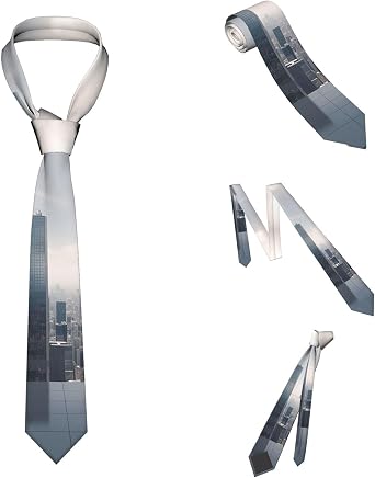 Tie for Men Skyscraper Buildings Print Necktie Mens Ties Silk Neckties Neck Tie for Business