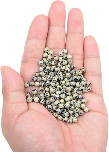 Miniatura 240 de Bymitel - 140 cuentas de cristal natural, piedras preciosas redondas energéticas y curativas sueltas con cordón elástico para hacer joyas, pulseras