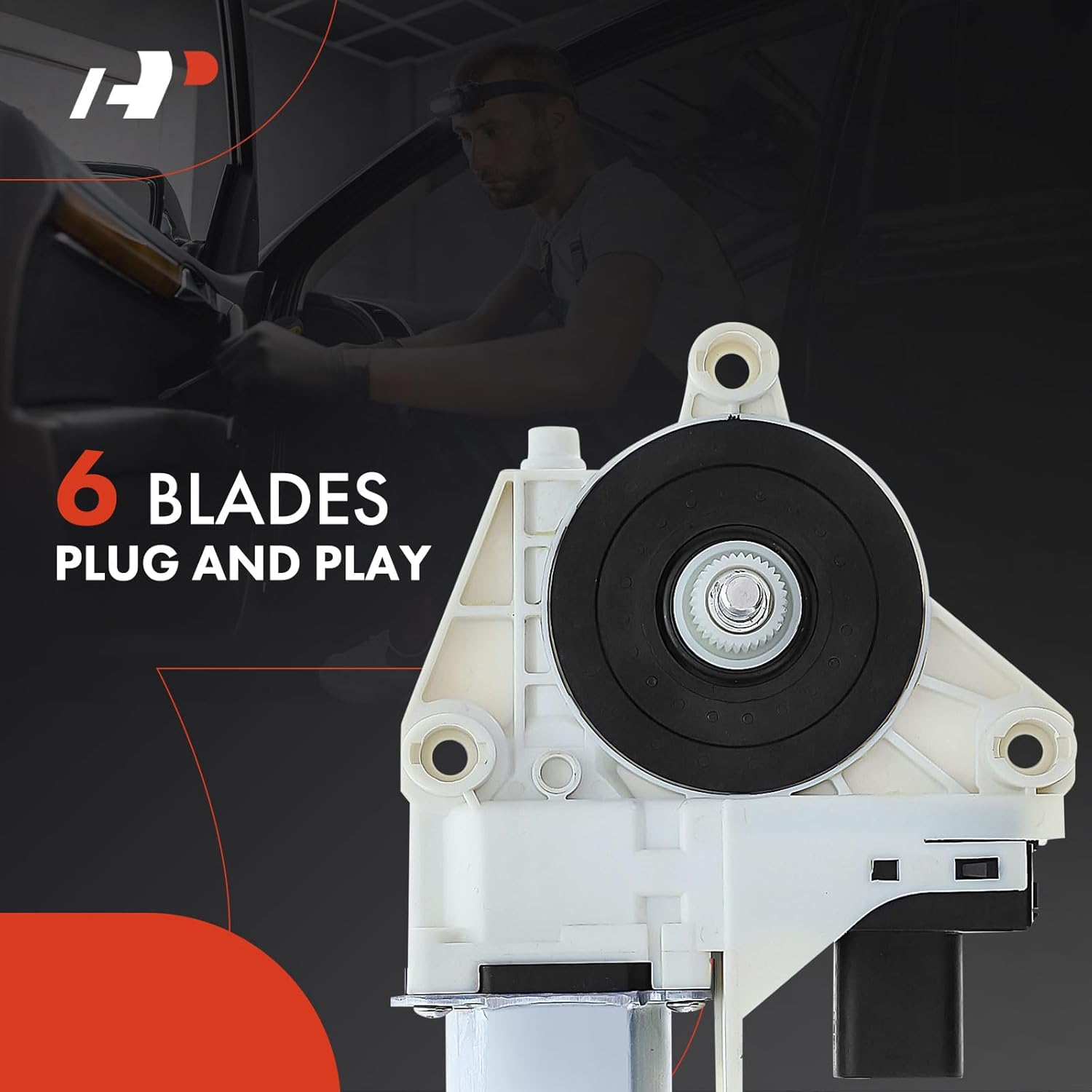 A-Premium Front Right Passenger Side Power Window Lift Motor (6-Blade Plug) Compatible with Dodge Journey 2009-2012, with Anti-Pinch Function