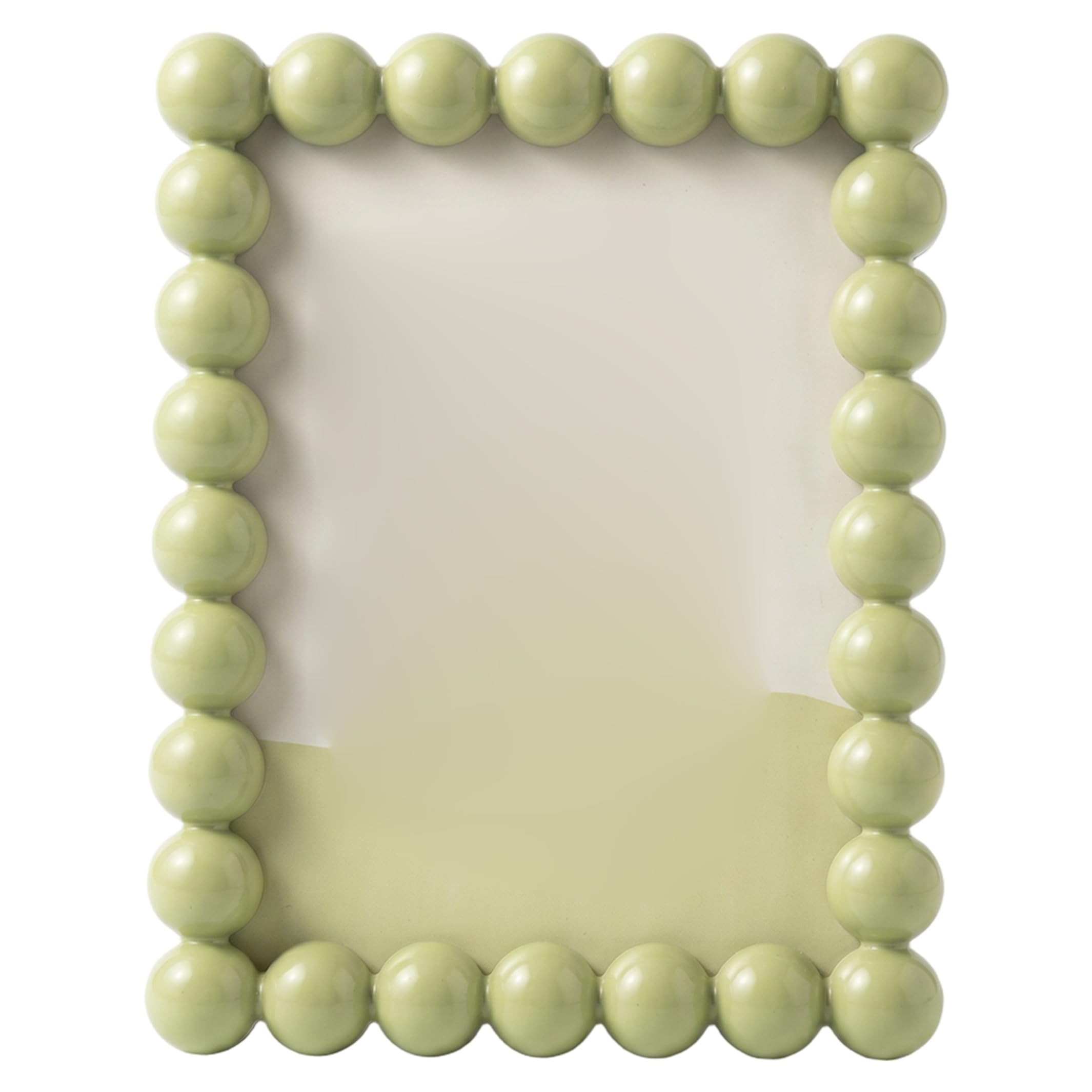 Ginwrek Cute Picture Frames, Unique Picture Frame With Beaded Border, Tabletop & Wall Mountable, Modern Minimalist Decor For Home, 4x6 Inch, Green