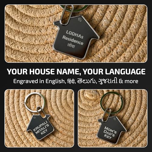 Image of Customized Key Chain for Home - Personalized House Keychain with Name | Unique Key Rings for Home Use | Customised Engraved Keychain Gift for Men & Women