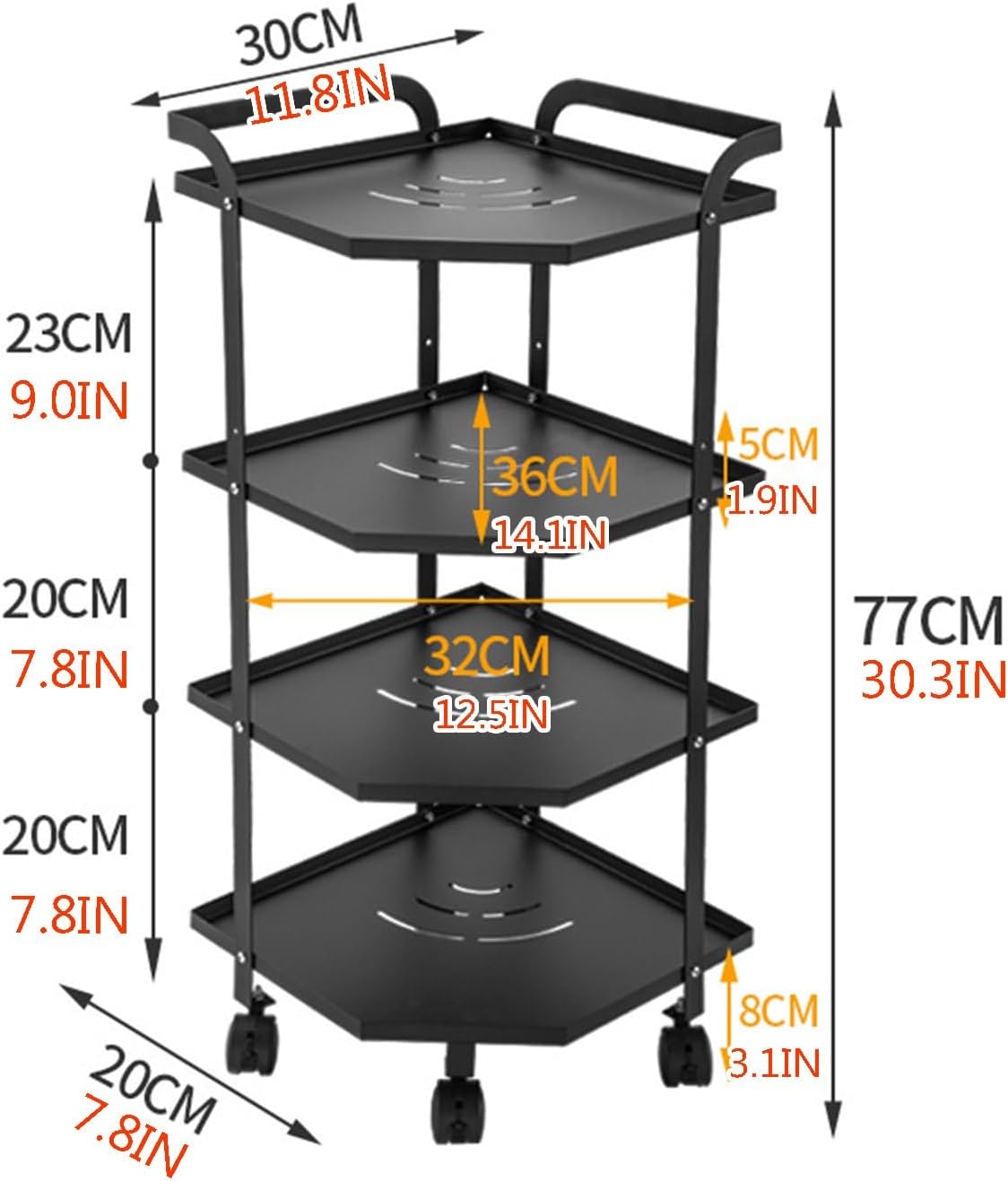 Multifunctional Adjustable Pan & Pot Rack for Cabinet, Kitchen Corner Shelf Rack, Free Standing Pot Organizer with Of Brakeable Casters(One Color 4) (One Color 4)