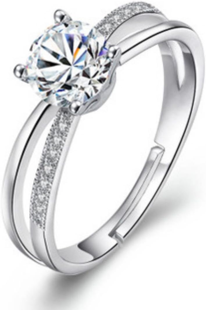 dc jewelsPrincess Style Sterling Silver Swarovski Crystal Adjustable Women Rings