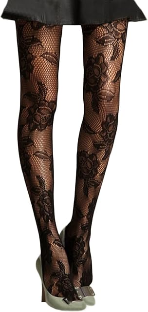 Simply Joshimo Womens Black Patterned Fishnet Net Tights/Ladies Fashion Pattern Pantyhose (Striped)